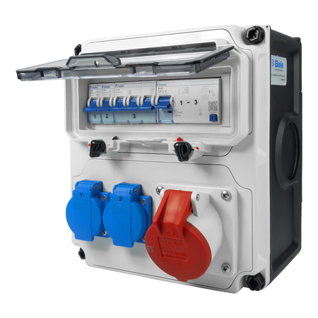 Baustromverteiler 2x16A 230V Schuko 1x16A CEE IP44 Stromverteiler BALS BL89010