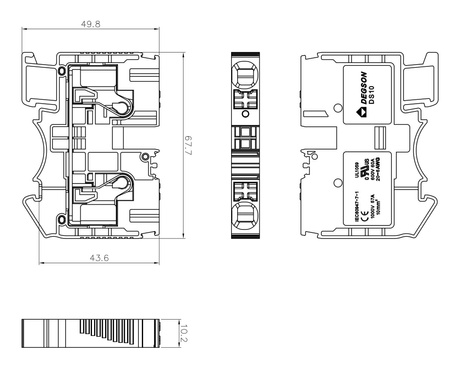 Reihenklemme 10mm2 Durchgangsklemme Grau UL 3831