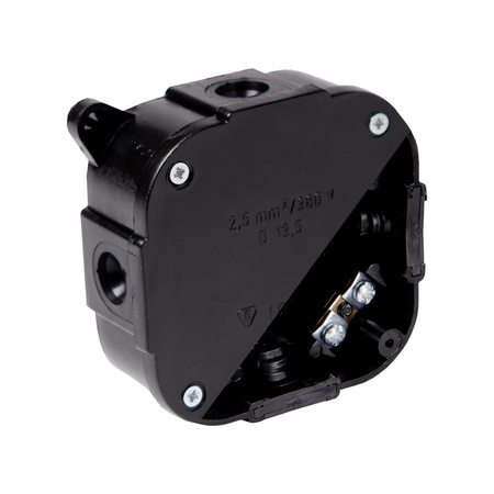 Abzweigkasten Aufputz-Feuchtraum Verbindungsdose mit Klemmen Abzweigdose schwarz 88x88x40 mm Viplast 074-55