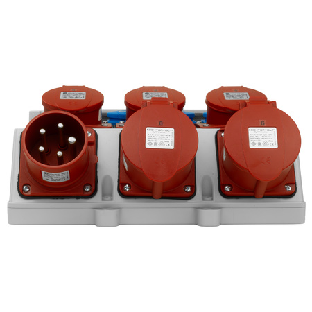 Baustromverteiler 3x16A 2x32A CEE 4x230V Stromverteiler mit Handgriff und Anbaustecker Doktorvolt TR-S/FI DV-5053-D