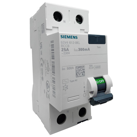 SIEMENS Fehlerstromschutzschalter 25A 2P 300mA Typ AC VDE Fi-Schalter RCD 5SV4612-OKL