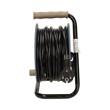 Kabeltrommel Verlängerungskabel franz. System MINI grau 3x1mm² 15m 4x2P+E OR-AE-1339/G