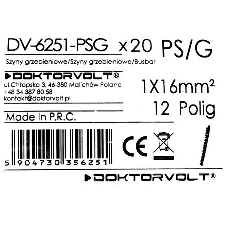 1P Phasenschiene Gabel 12-polig 16mm² PS/G Schiene Sammelschiene 100A Schteiner DV-6251-PSG