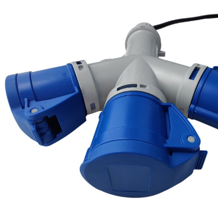 Marlanvil CEE Camping Adapterleitung Mehrfachsteckdose 3x 16A 3P 230V mit 1,5m Kabel IP44 6.80130.1