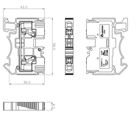 Reihenklemme 6mm2 Durchgangsklemme Grau UL 3824