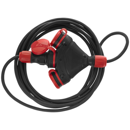 Dreifach-Verlängerungskabel 10m 250V 16A Schuko 3×2P+Z H05RR-F 3×1,5 mm² IP44 W-01190