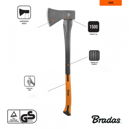 Bradas Universalaxt Spaltaxt Axt Beil Fiberglas 1500g KT-SF1150