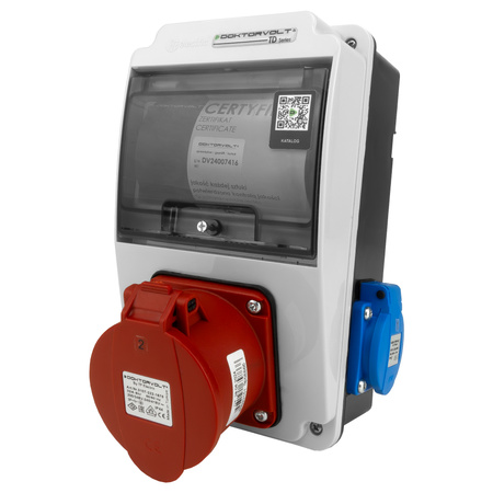 Wandverteiler XS-S 32A 2x230V IP44 Stromverteiler Komplett Verdrahtet Doktorvolt DV-5077-F