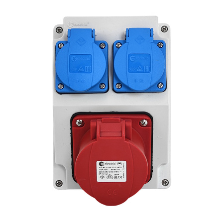 Baustromverteiler Gehäuse ohne Verkabelung 16A 400V 2x 230V Schuko Leergehäuse mit Steckdosen TpE 3317-200-5000