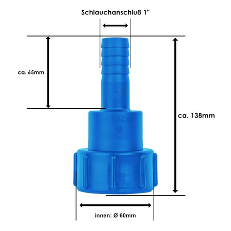 IBC Adapter IG S60x6 Schlauchtülle 1" drehbar für IBC Container Bradas 6249