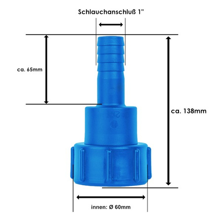 IBC Adapter IG S60x6 Schlauchtülle 1" drehbar für IBC Container Bradas IBCS60F-H100MT