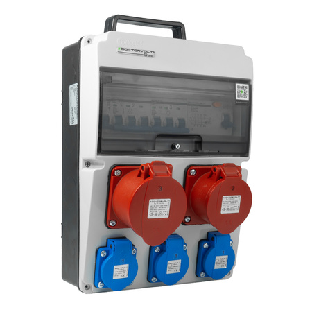 Baustromverteiler 16A 32A CEE 3x230V Stromverteiler mit Griff FI+LS-Schalter Wandverteiler Doktorvolt DV-8126-F