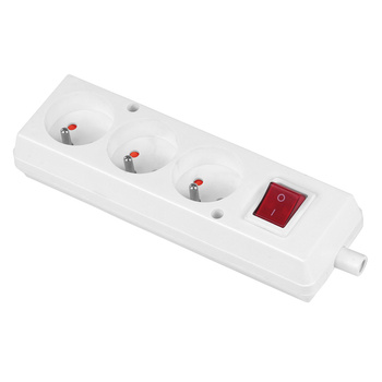 Tragbare Dreifach-Steckdose 3x 250V TYP E weiß mit Schalter T-10486