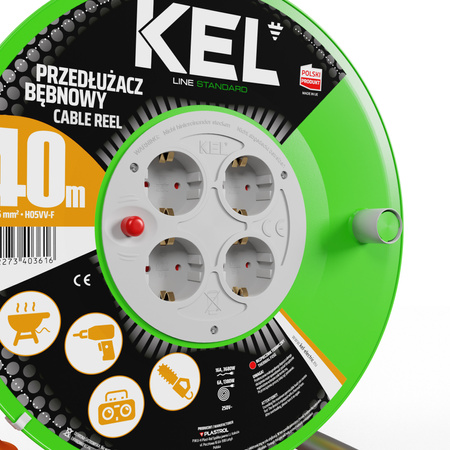 Kabeltrommel 40m 4 Steckdosen 230V 16A Schuko 3680 W W-97541