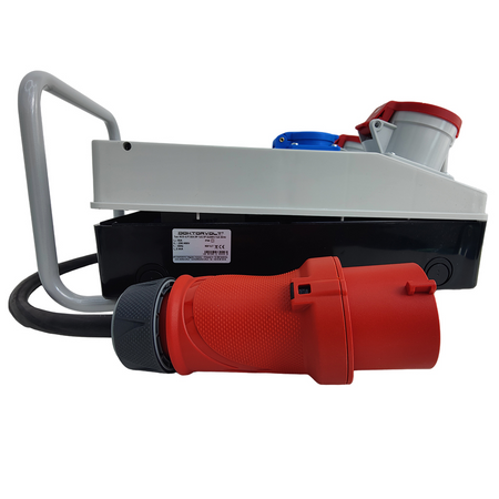 Baustromverteiler ECO-S/FI SKHU 32A 16A 2x230V Stromverteiler auf Ständer mit Kabel Schuko Doktorvolt® DV-0403-D