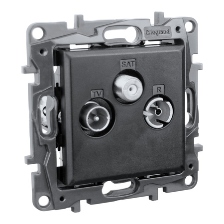 Steckdose TV-R-SAT Durchgang schwarz 14 dB Niloe Step 863578