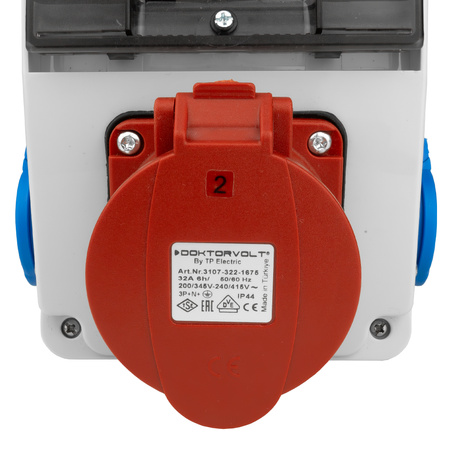 Wandverteiler XS-S 32A 2x230V IP44 Stromverteiler Komplett Verdrahtet Doktorvolt DV-5077-F