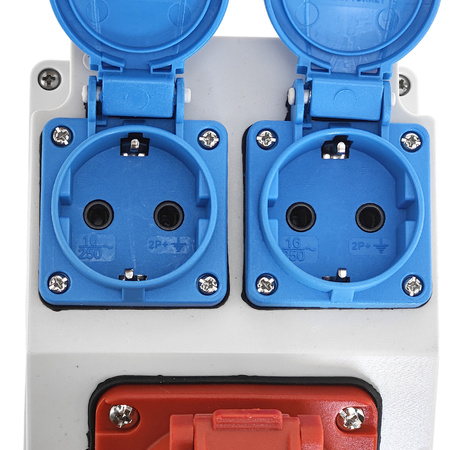 Baustromverteiler Gehäuse ohne Verkabelung 16A 400V 2x 230V Schuko Leergehäuse mit Steckdosen TpE 3317-200-5000