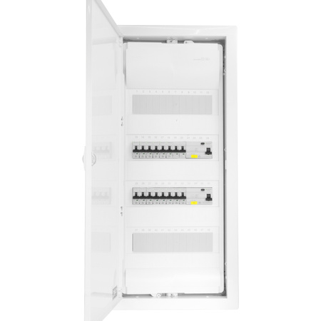 Sicherungskasten Unterputz Verteilerkasten 4-reihig 48 Module 14xMCB 2xRCCB VDE Unterverteilung verdrahtet Verteilerschrank mit Sicherungen 755,50 x348x98mm Hager Hohlwand Verteiler Abzweigklemmen Doktorvolt  DV-6265-PT