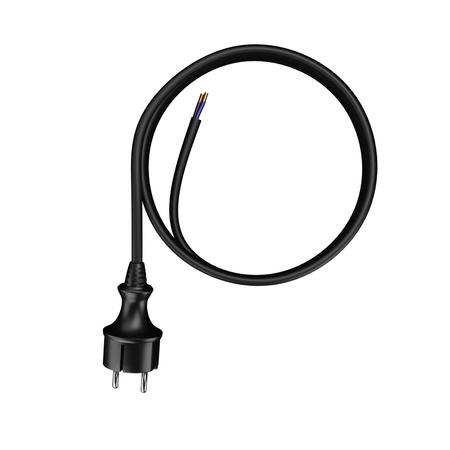 Anschlusskabel 3m IP44 mit geradem Stecker 250V 16A 2x1 mm² H07RN-F PP-40H Schwarz W-97236