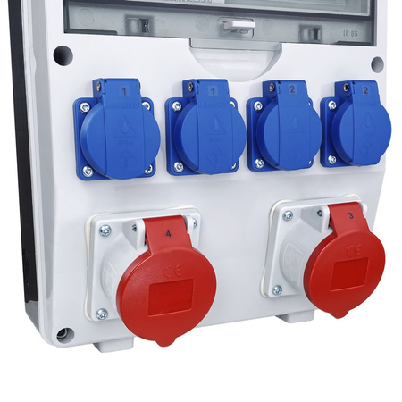 Gesicherter Baustromverteiler TD-S/FI 2x16A 4x230V Steckdosen Mennekes Doktorvolt® DV-6862-F