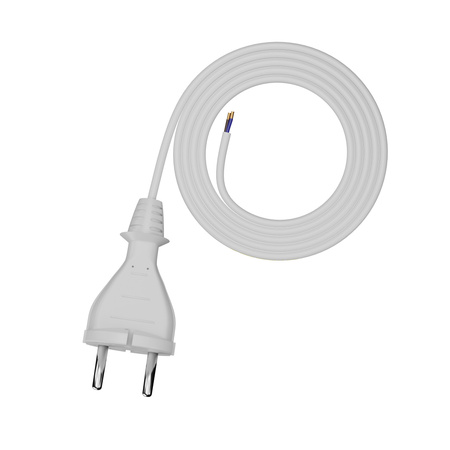 Anschlusskabel 1,5m mit geradem Stecker TYP E 230V 16A 2×1 mm² H05VV-F PP-21 Weiß W-98335