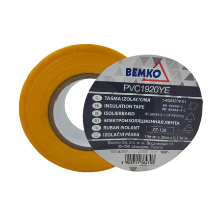 Klebeband Isolierband in Gelb 19x20m E30-PVC1920YE