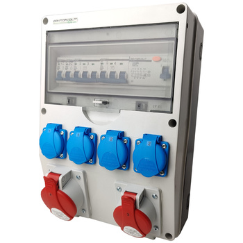 Baustromverteiler 32A 16A gesicherter Stromverteiler 4x230V IP44 DOKTORVOLT DV-S/FI DV-9918-F