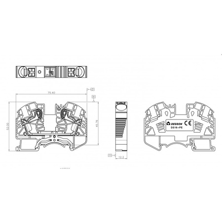 Schutzleiter-Reihenklemme 16mm2 gelb-grün Erdungsklemme DS16-PE-01P-1C-00AH