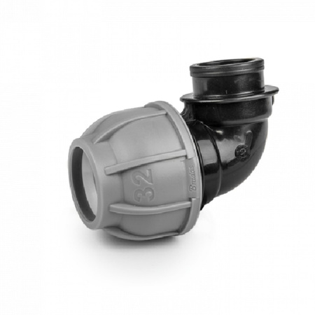 PE-Winkel 90° für Rohre 25mm Innengewinde 3/4" DSRA10K25F34