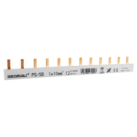 1P Phasenschiene Stift 12-polig 10mm² PS/SB Schiene Sammelschiene 63A DV-9443-PSSB