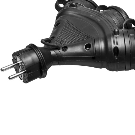 Tragbarer Verteiler Schwarz R-X3/44S IP44 3×2P+E 16A 250V Schuko W-01162