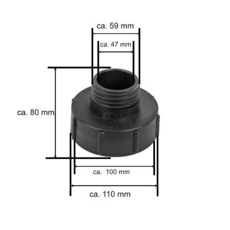 IBC Adapter Reduzierung S100x8 auf S60x6 AG Tank Anschluss Bradas 6102