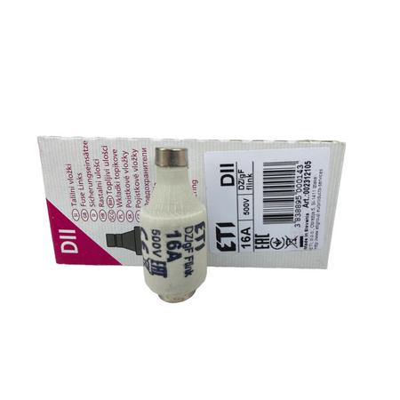 1 Stück Sicherungseinsatz Schmelzsicherung ETI Porzellan Sicherung DII DZ/gF 16A/500V 002312105