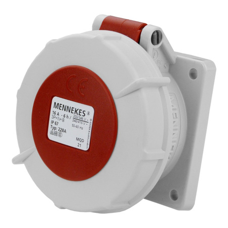 Mennekes CEE Einbausteckdose 16A 5p 400V IP67 gerade Typ Anbausteckdose 228A