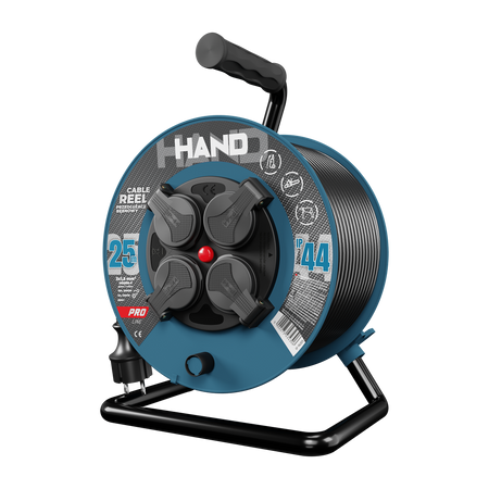 Kabeltrommel HAND PRO 25m 4x Steckdosen 230V IP44 H05RN-F 3x1,5 mm² W-96305