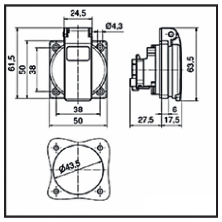 Anbausteckdose 230V 16A IP44 BALS OEM-71099