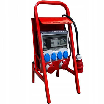 Baustromverteiler mit Ständer Stromverteiler franz/belg TD-S/FI SET 32A 16A 4x230V mit BALS Steckdosen Doktorvolt DV-6238-F