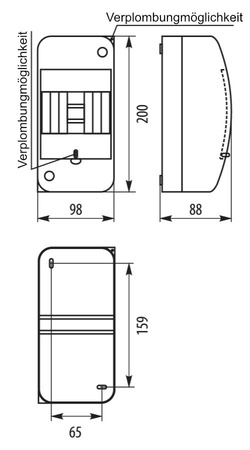 RNTO4 Verteilerkasten Sicherungskasten Kleinverteiler Aufputz Verteiler IP42 E-P 4.2 6311