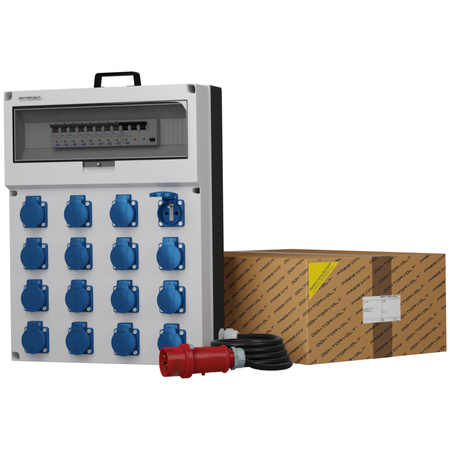 Stromverteiler GR-S/FI 16x230V franz/belg System Kabel 5x4mm2 Doktorvolt® DV-0687-F