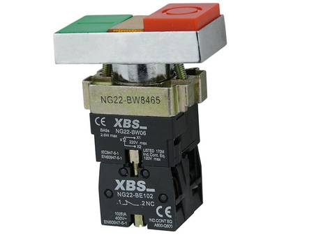 Doppel Knopf Leuchtdrucktaster Drucktaster Schalter 0-1 rote grüne Knopf XBS NG22-BW8465
