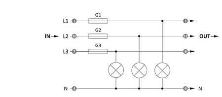 Leuchtmelder Signalleuchte 3 Phasen mit Sicherung LK-BZ-3 K F&F LK-BZ-3K