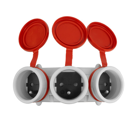 Dreifach Steckdose Kupplung 3x2P+Z 16A 250V IP54 hermetisch Steckverbinder 3680W W-01155