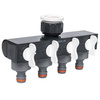 4 Wege-Verteiler Wasserverteiler Schlauchverteiler Regelbar für 1" Hahn mit 3/4" Adapter BRADAS WL-3033