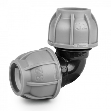 Klemmfitting Winkel 90° für PE Rohr 20mm PN10 BRADAS DSRA10K2020