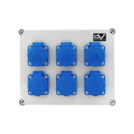 Baustromverteiler 16A 6x230V kompakt Stromverteiler hermetisch IP54 Schuko ohne Sicherungen Doktorvolt DV-0171-F