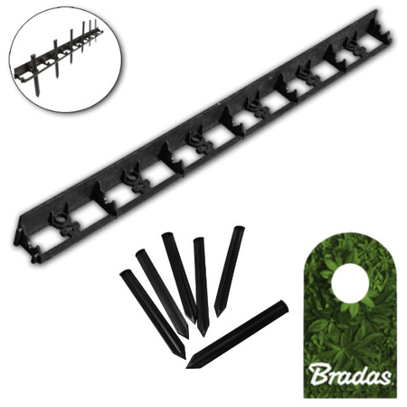 Set Rasenkante Beeteinfassung Beetumrandung PVC Mähkante 45/1000mm + 6 Stk Erdnägel Erdanker Bradas OBRB45TYP2/6KOL