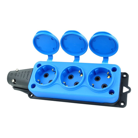 Steckdosenleiste Mehrfachsteckdose 3-fach Aussen Schuko blau 3101-308-0900