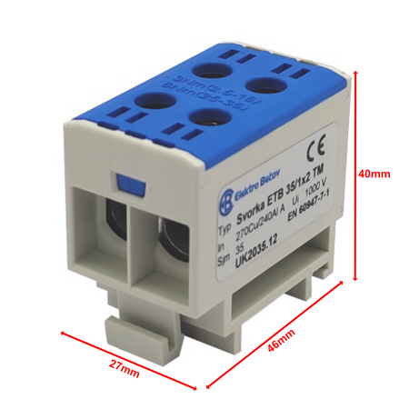 Hauptleitungsklemme Anschlussklemme ETB 35/1x2 Al/Cu Universalklemme elektroinstallation 4 Löcher  Elektro Becov