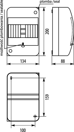 Verteilerkasten Sicherungskasten Kleinverteiler RNT 6 Module AP IP42 E-P 3.3
